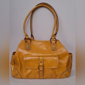 MUSTARD VEGAN LEATHER SATCHEL